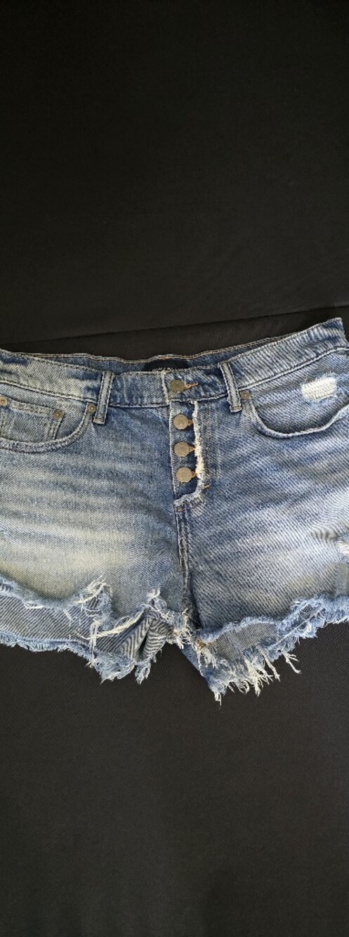 Lucky Brand Light Blue Distressed Button-Fly Denim Shorts